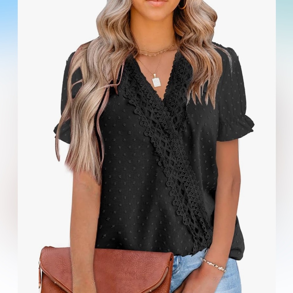 Jacquard Pom Blouse Puff Sleeve Top - Picture 2 of 5